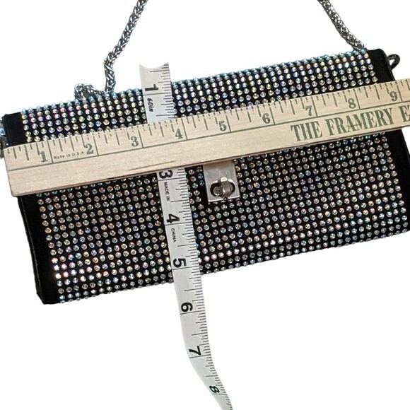 Anna & Elle black purse decorative studs dressy evening event chain handle - Picture 4 of 6